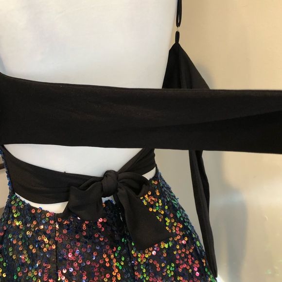 LUCY IN THE SKY Los Angeles Rainbow Black Sequin Mini Dress Sz Small - Picture 14 of 16
